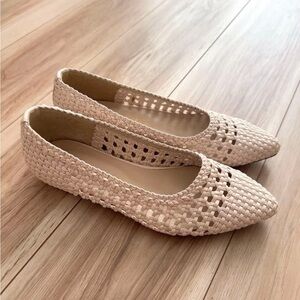 Chic Beige Woven Flats
